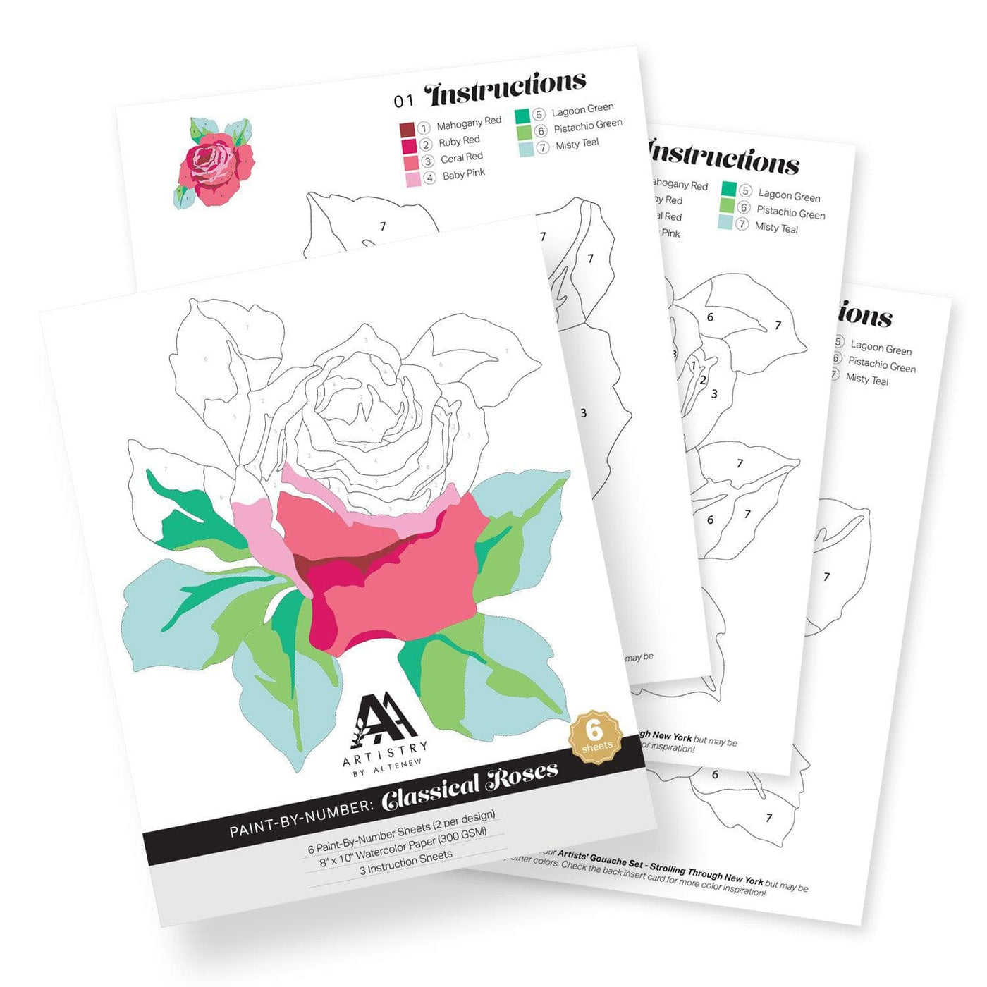 EXP Factors Coloring Book Paint-by-Number: Classical Roses