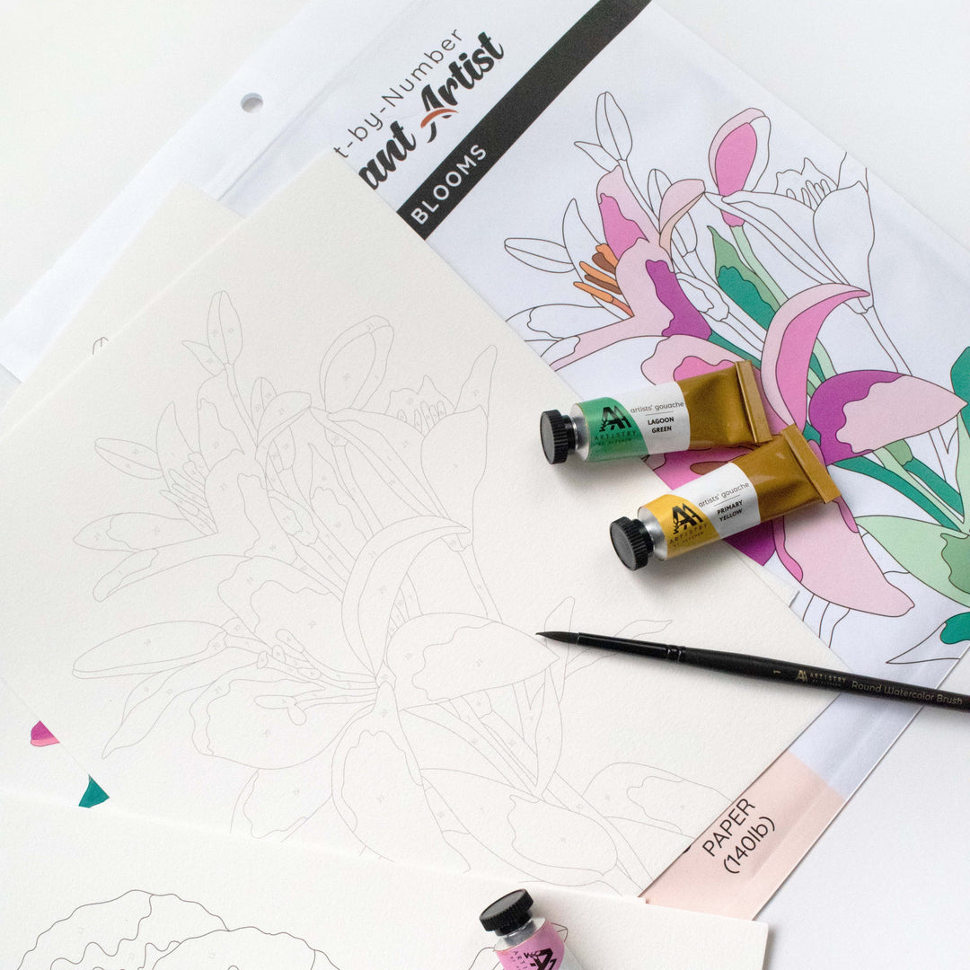Paint-by-Number: Instant Artist - Artistic Blooms (4 Sheets)