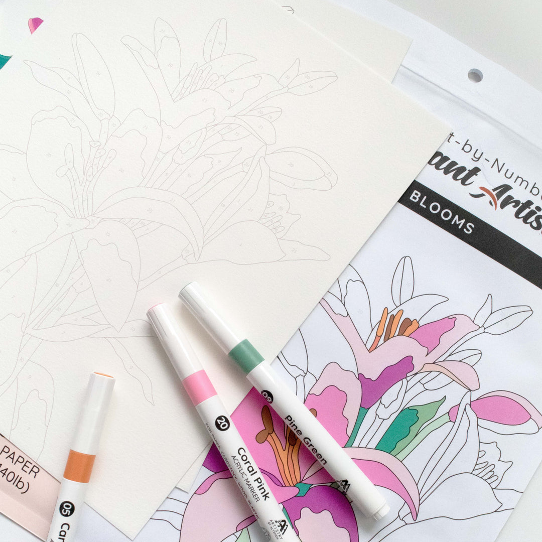 Paint-by-Number: Instant Artist - Artistic Blooms (4 Sheets)