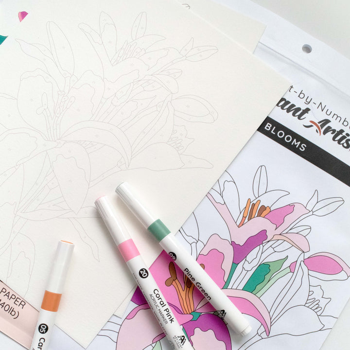 Paint-by-Number: Instant Artist - Artistic Blooms (4 Sheets)