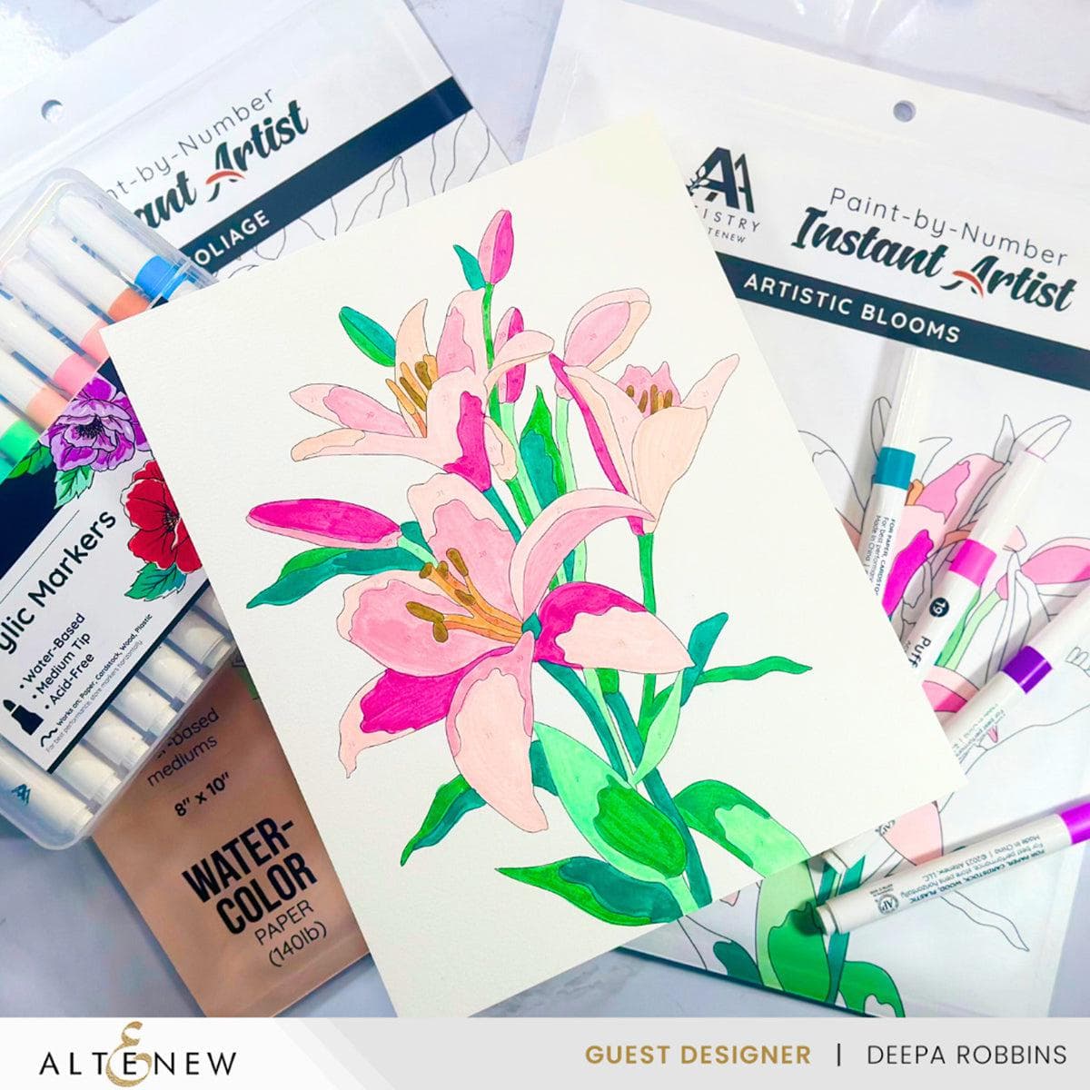 Artist Num Paint-by-Number: Instant Artist - Artistic Blooms (4 Sheets) | Altenew
