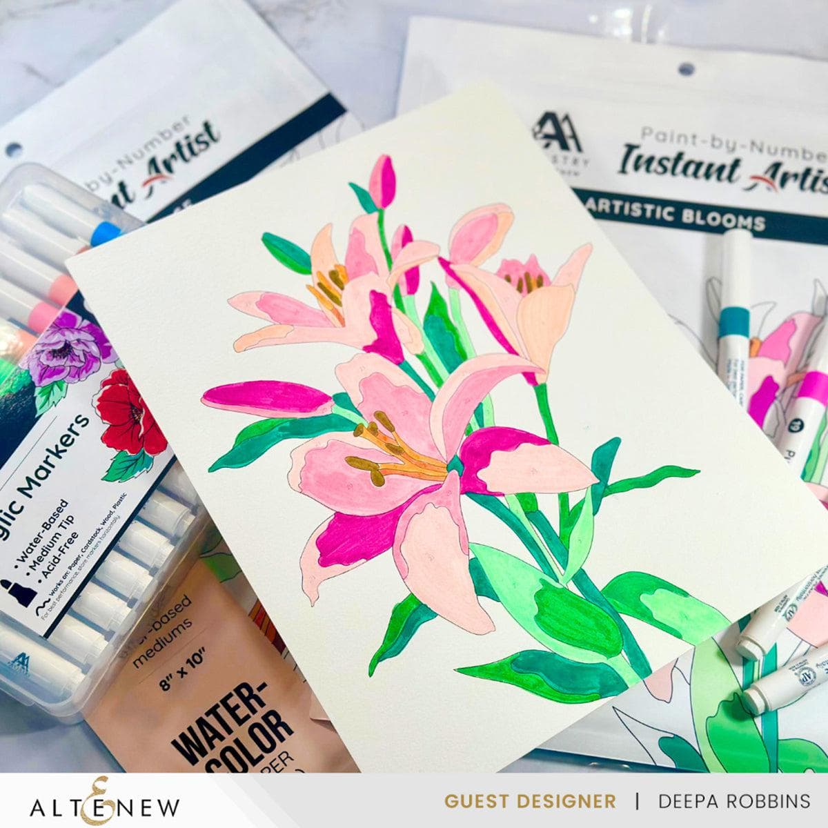 Paint-by-Number: Instant Artist - Artistic Blooms (4 Sheets)