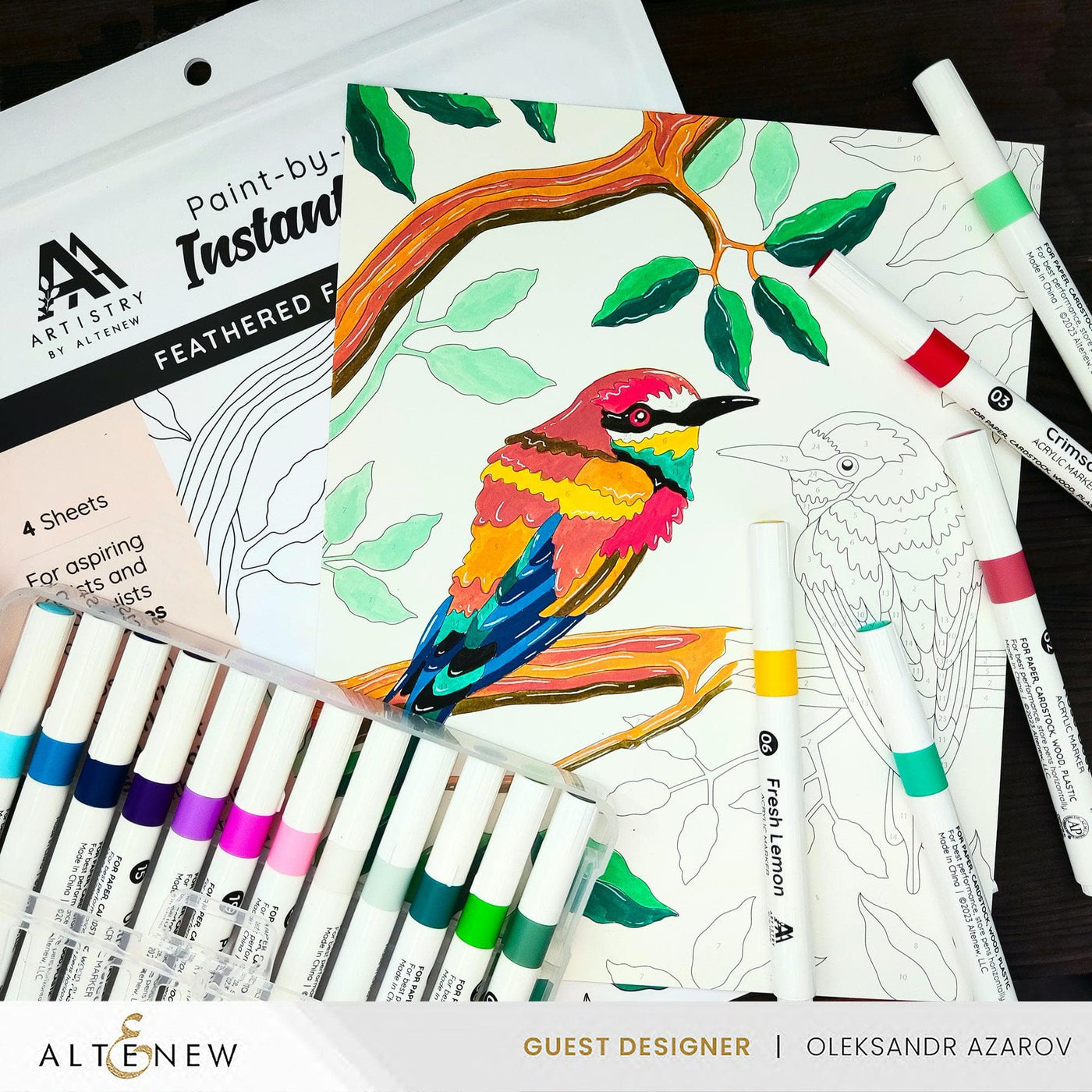 Instant Artist Notes Altenew Paint-by-number: Instant Artist - Feathered Foliage (4 Sheets)