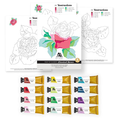 Altenew Coloring Book Paint-by-Number Sheets & Artists' Gouache Set Bundle