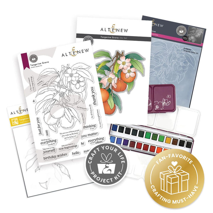 Craft Your Life Project Kit: Tangerine Grove & Artists' Watercolor 24 Pan Set Bundle