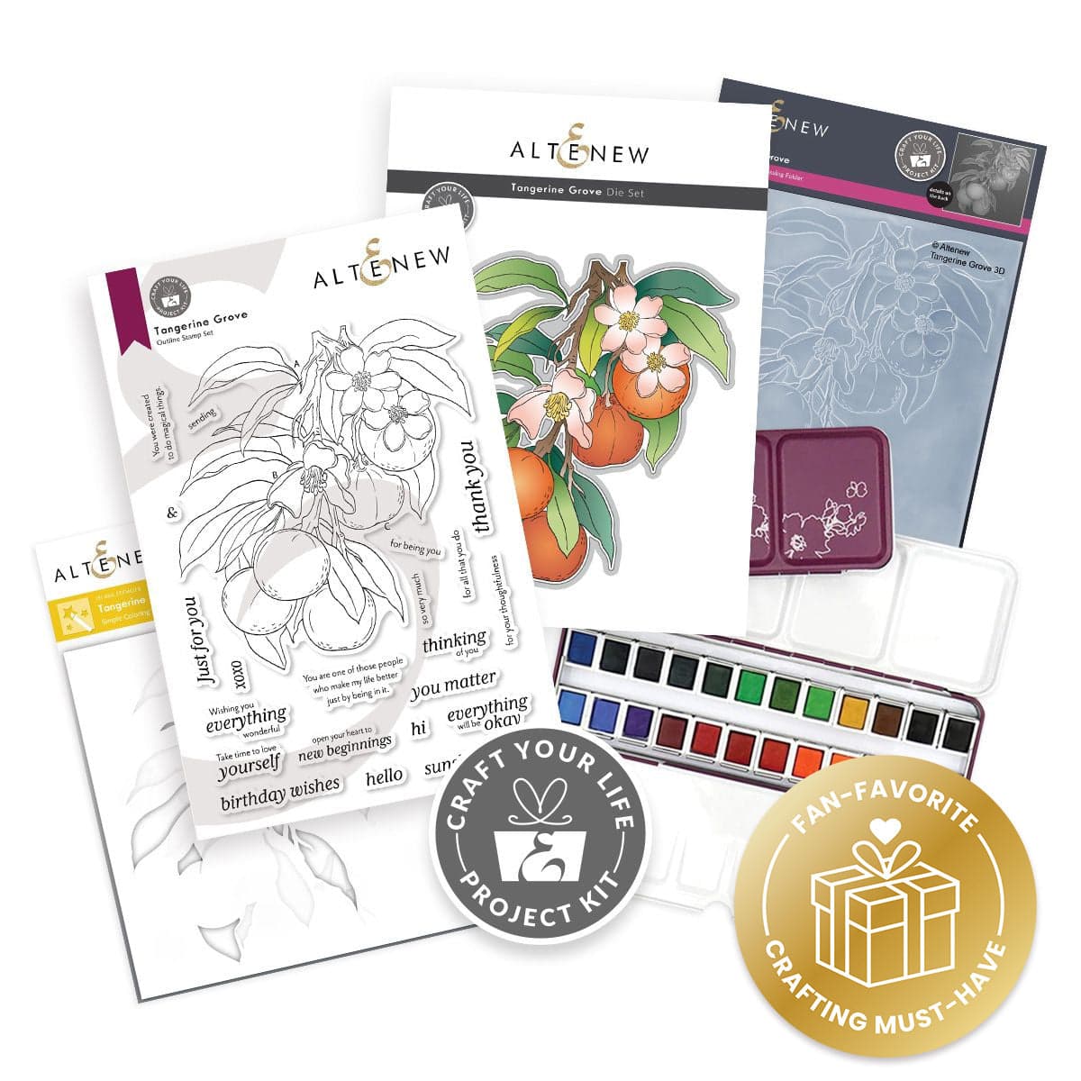 Craft Your Life Project Kit: Tangerine Grove & Artists' Watercolor 24 Pan Set Bundle