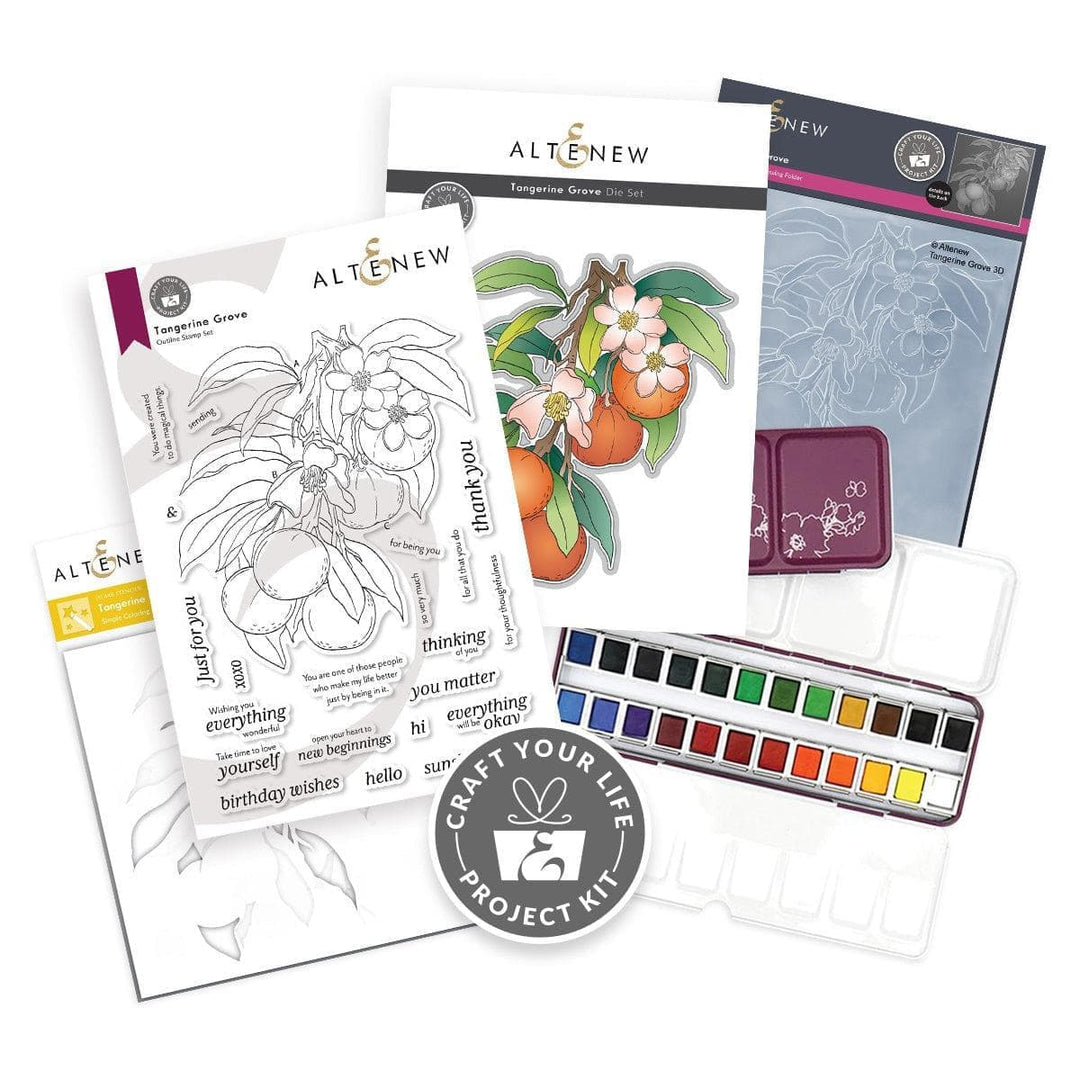 Craft Your Life Project Kit: Tangerine Grove & Artists' Watercolor 24 Pan Set Bundle