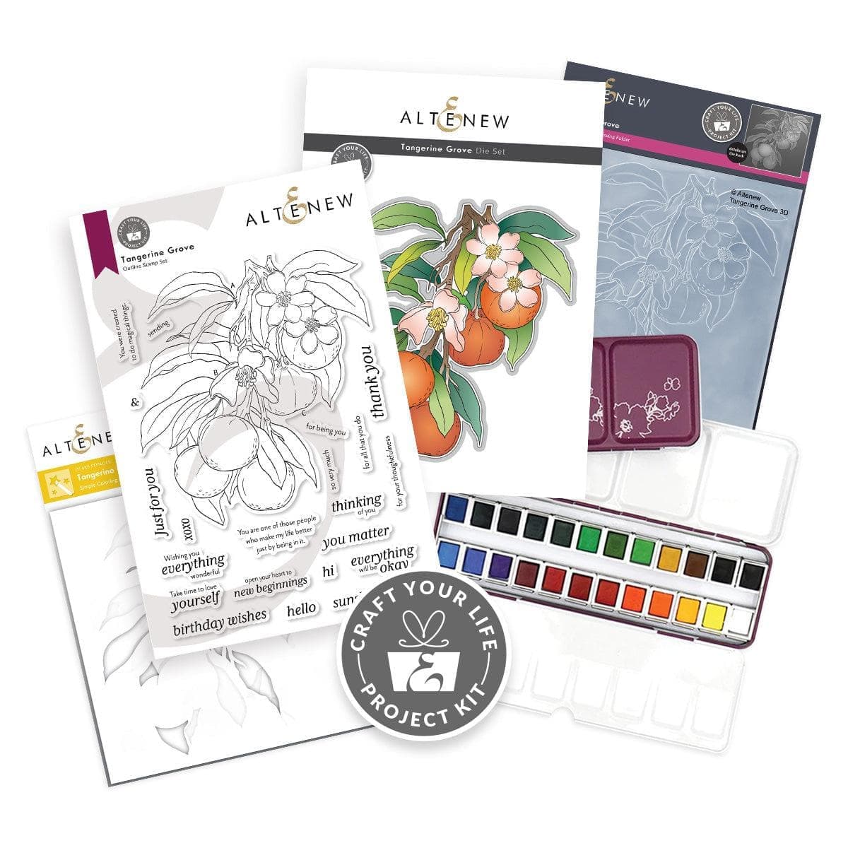 Craft Your Life Project Kit: Tangerine Grove & Artists' Watercolor 24 Pan Set Bundle