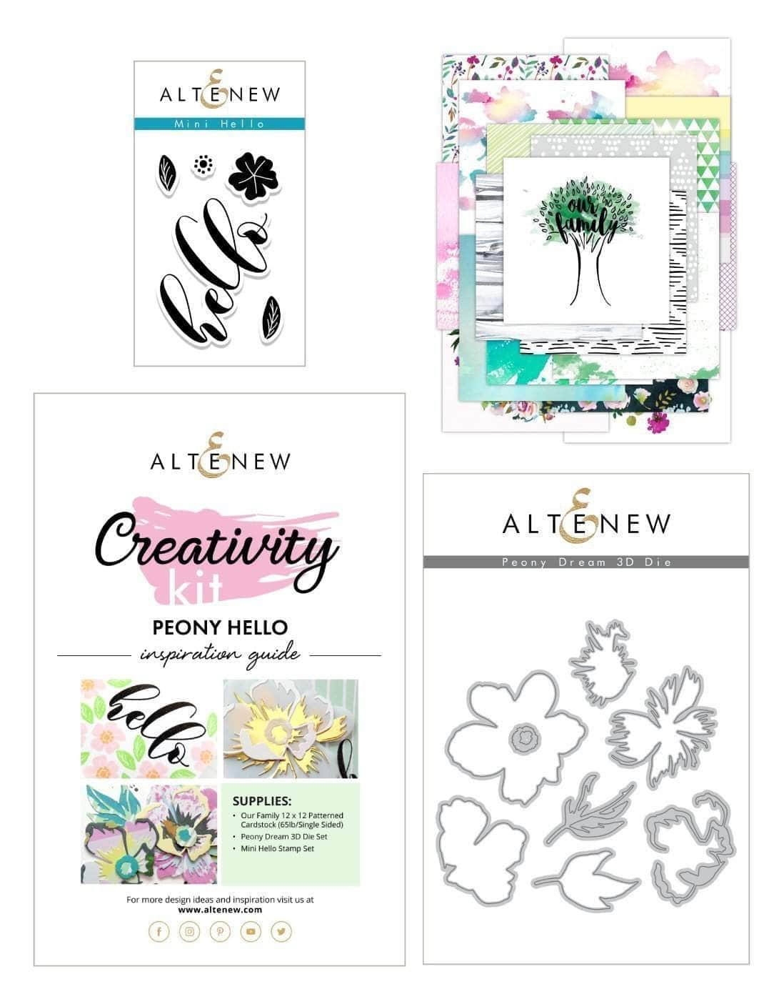 Altenew Creativity Kit Bundle Peony Hello Creativity Cardmaking Kit