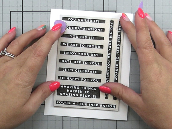 Line up the coordinating die over the stamped images.