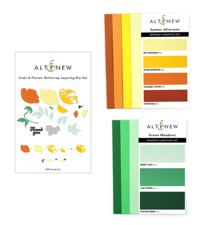Altenew Die & Paper Bundle Craft-A-Flower: Buttercup Die Set & Gradient Cardstock Bundle