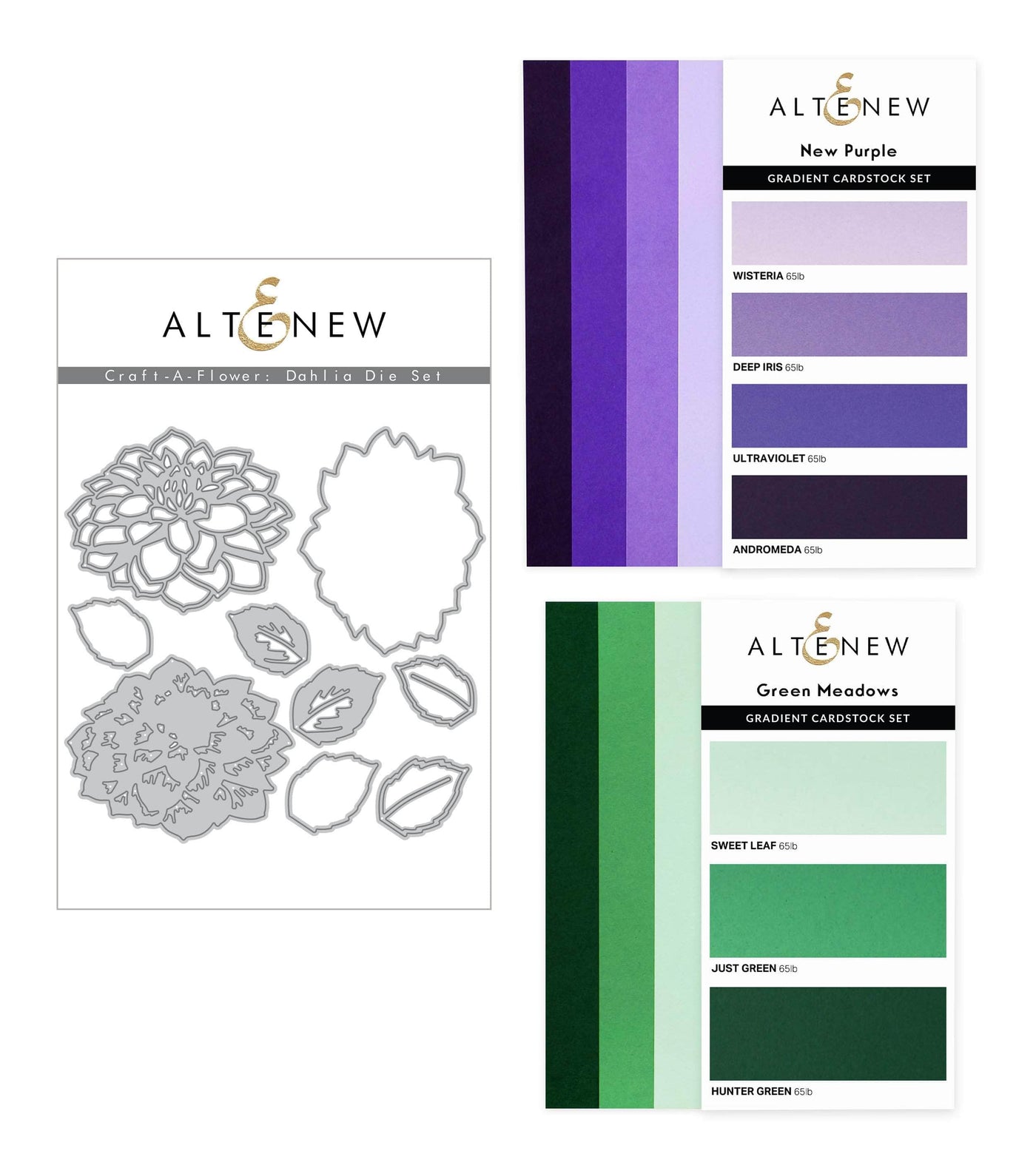 Altenew Die & Paper Bundle Craft-A-Flower: Dahlia Layering Die Set & Gradient Cardstock Bundle