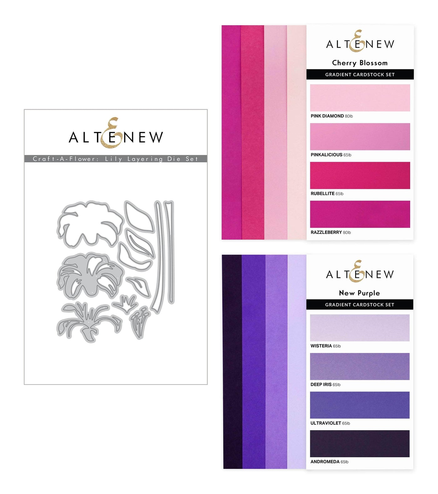 Altenew Die & Paper Bundle Craft-A-Flower: Lily Layering Die Set & Gradient Cardstock Bundle