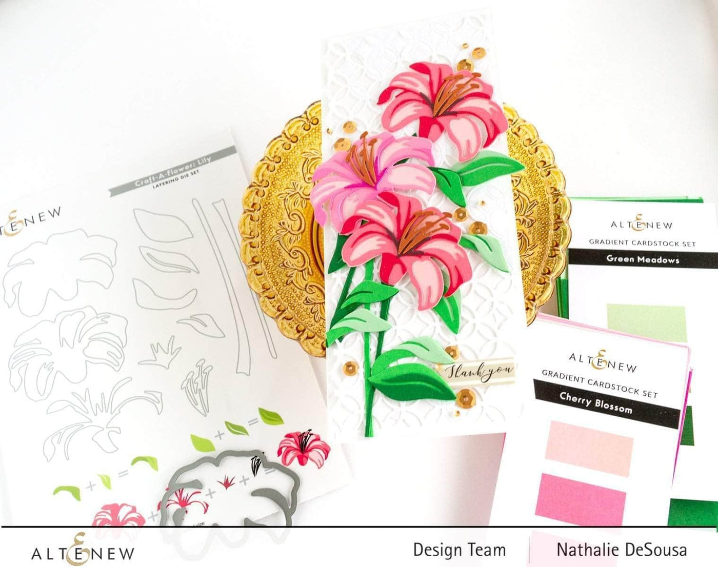 Altenew Die & Paper Bundle Craft-A-Flower: Lily Layering Die Set & Gradient Cardstock Bundle