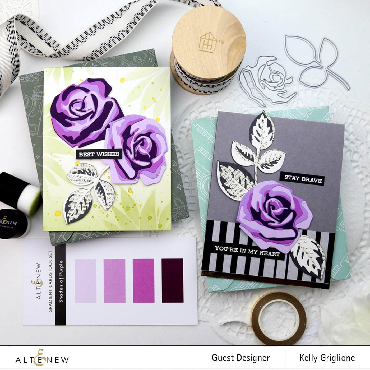 Altenew Die & Paper Bundle Craft-A-Flower: Rose Layering Die Set & Gradient Cardstock Bundle