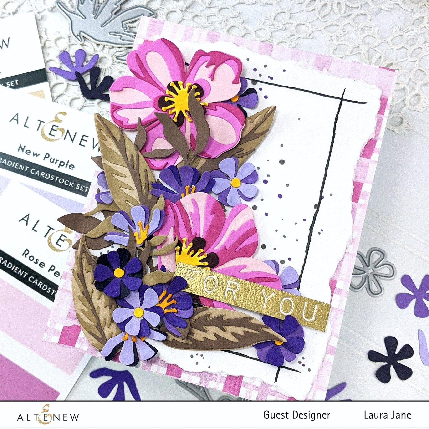 New Purple Gradient Cardstock & Garden Picks 3D Die Set Bundle – Altenew