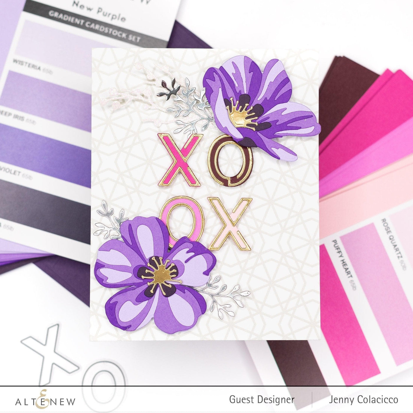 Altenew Die & Paper Bundle New Purple Gradient Cardstock & Garden Picks 3D Die Set Bundle