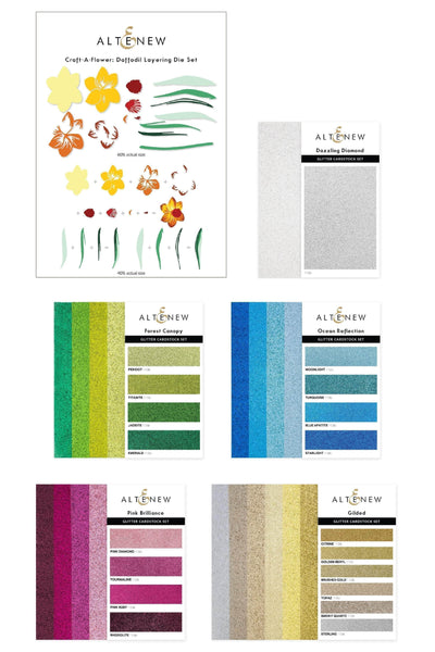 Altenew Die & Paper Bundle Sparkling Florals Glitter Gradient Cardstock & Layering Dies Bundle