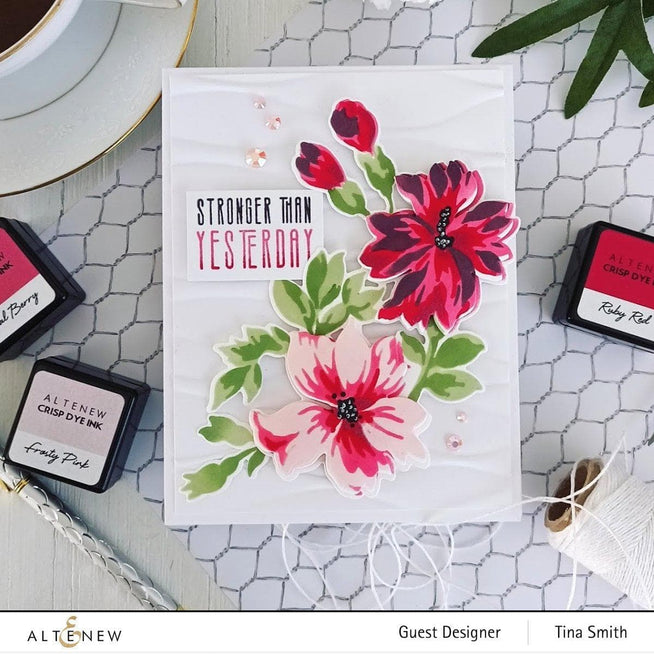 Altenew Bitterroot Flower die and stencil bundle with intricate flower designs for crafting and card making projects.