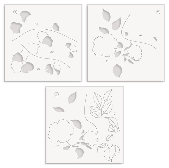 Altenew Blossoming Bouquet die, stencil, embossing folder, and Betterpress plate bundle for crafting and card making.