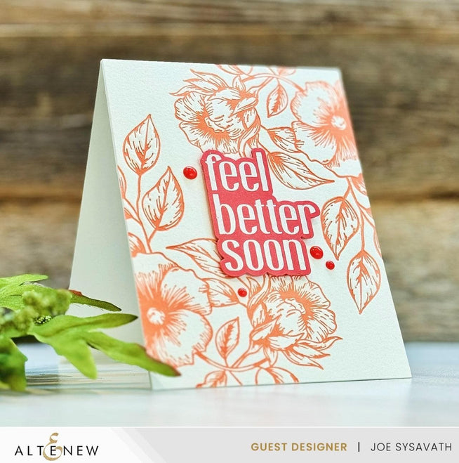 Altenew Blossoming Bouquet die, stencil, embossing folder, and Betterpress plate bundle for card making and paper crafting.