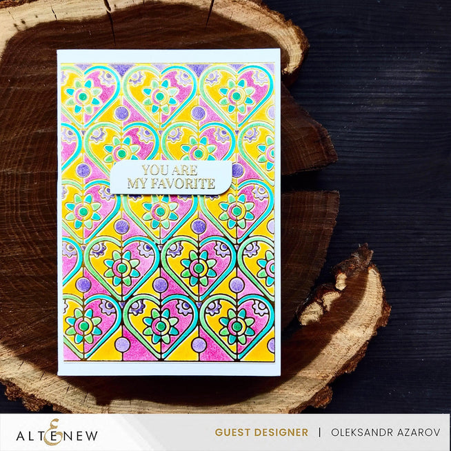 Altenew Dainty Hearts hot foil plate and stencil bundle with intricate heart designs for crafting and card making.