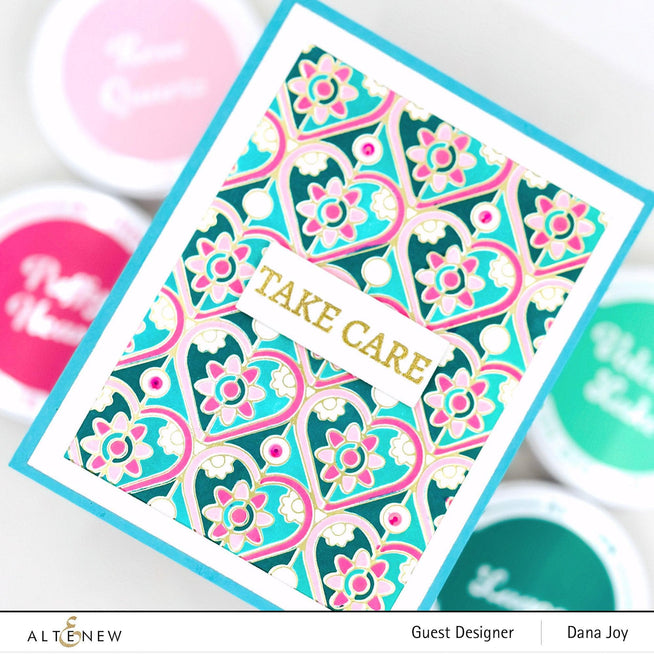 Altenew Dainty Hearts hot foil plate and stencil bundle with intricate heart patterns for card-making and craft projects.