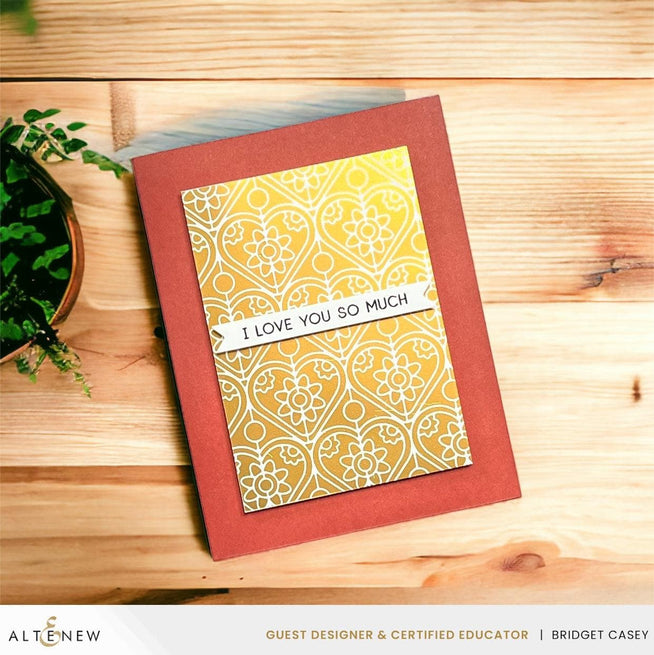 Altenew Dainty Hearts hot foil plate and stencil bundle with intricate heart designs for crafting and card making.