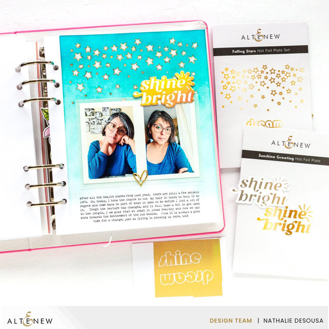 Altenew Falling Stars die, stencil, and hot foil plate bundle featuring star-shaped designs for crafting projects.