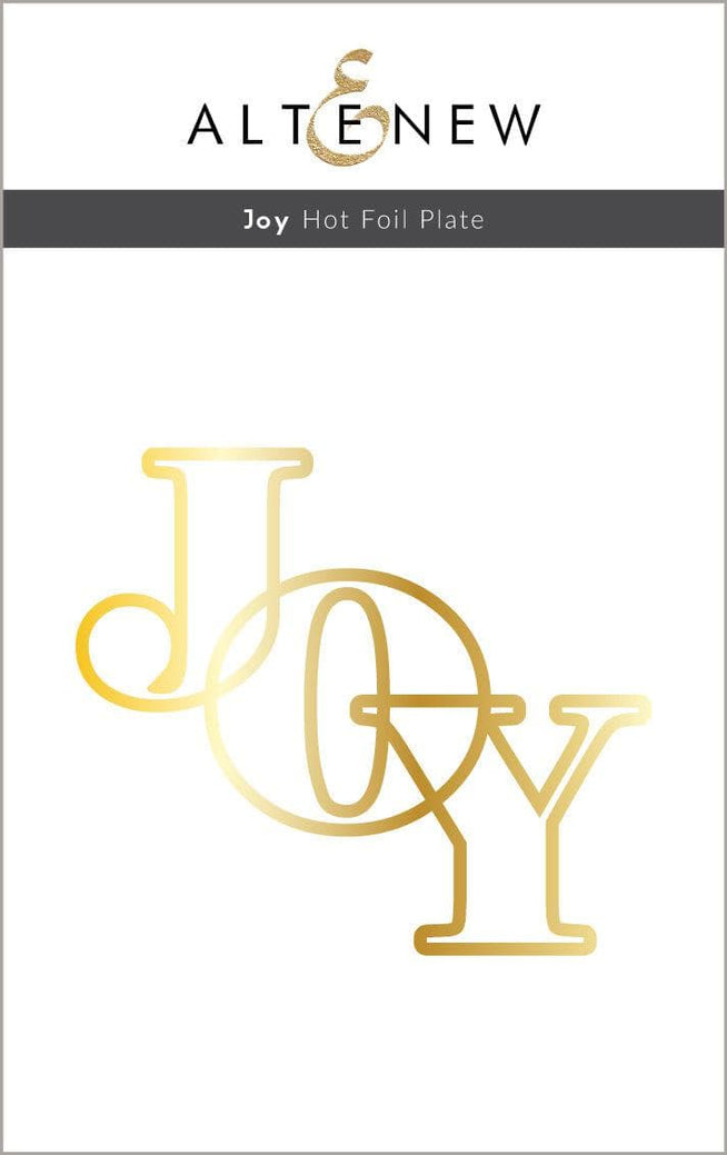 Altenew Joy die, stencil, and hot foil plate bundle with festive holiday design on white background