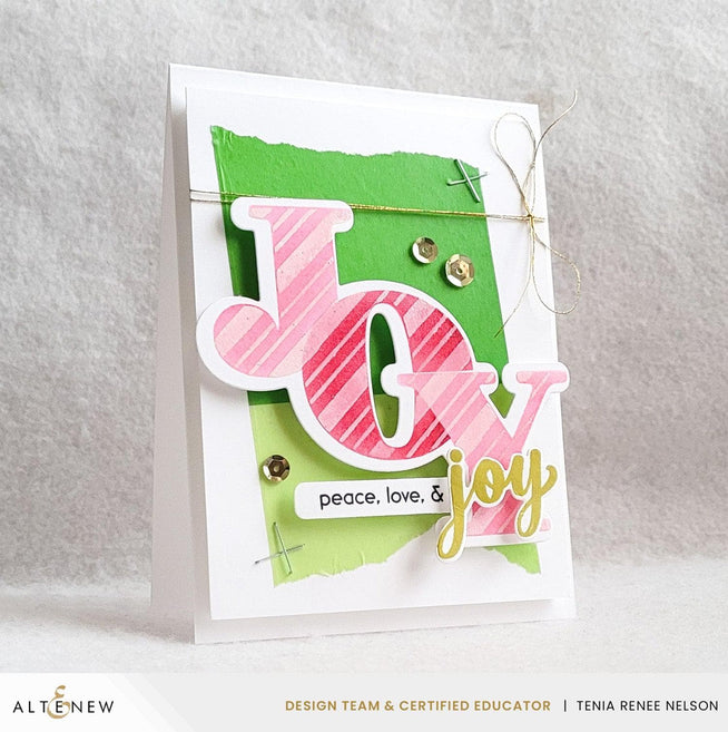 Altenew Joy die, stencil, and hot foil plate bundle for creative card making and crafting projects.
