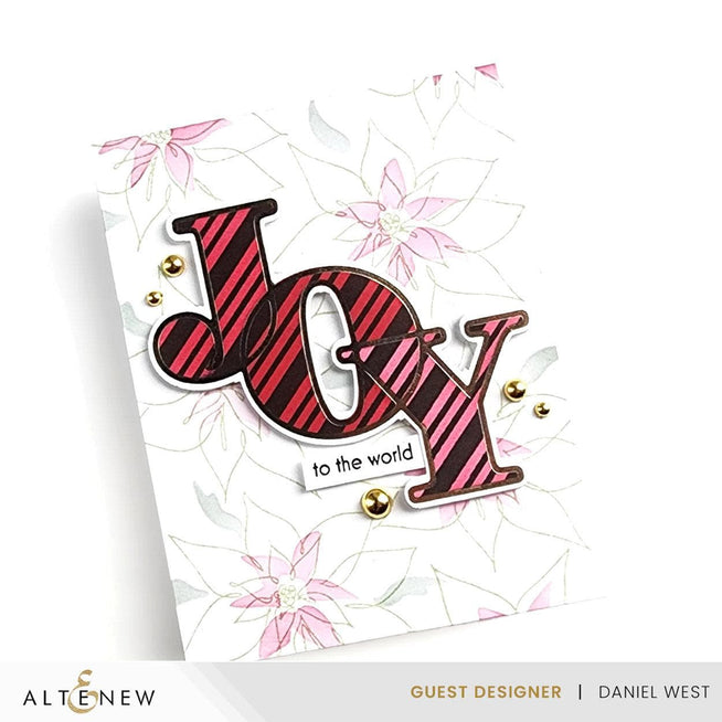 Altenew Joy die, stencil, and hot foil plate bundle for crafting, featuring intricate design elements for handmade projects.
