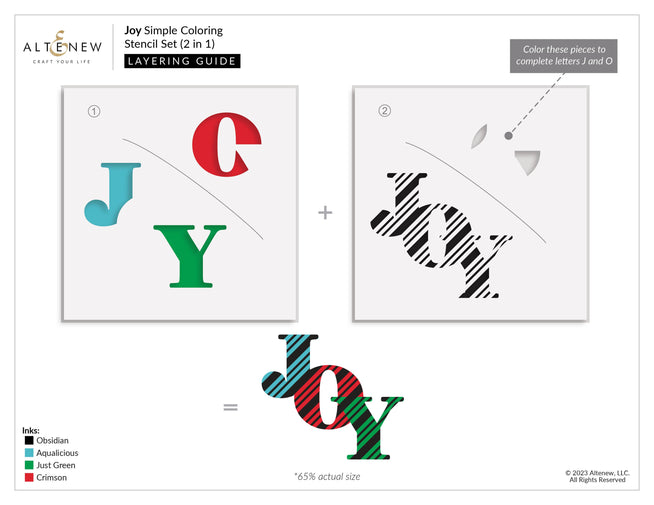Altenew Joy die, stencil, and hot foil plate bundle with festive design for paper crafting and card making.