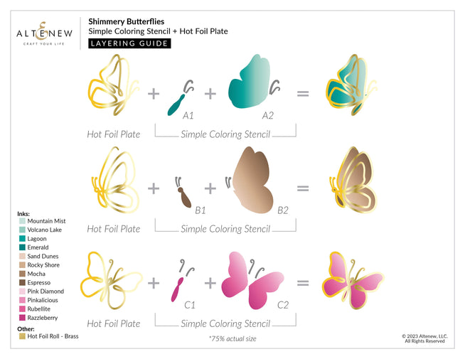 Altenew Shimmery Butterflies die, stencil, and hot foil plate bundle with butterfly designs and shimmering accents.