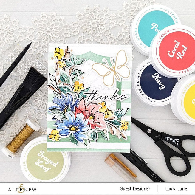 Altenew Shimmery Butterflies die, stencil, and hot foil plate bundle featuring delicate butterfly designs for crafting.