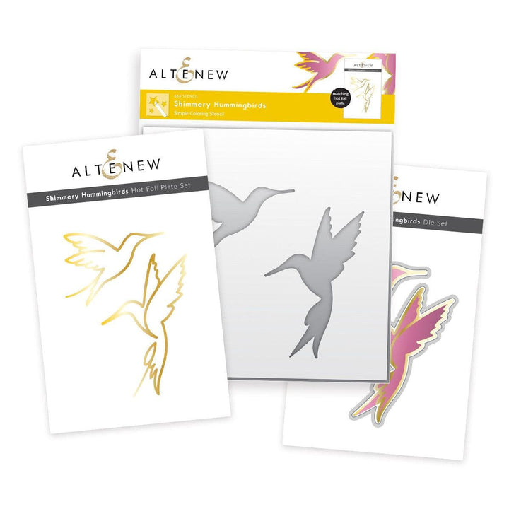 Altenew Die & Stencil & Hot Foil Plate Bundle Shimmery Hummingbirds