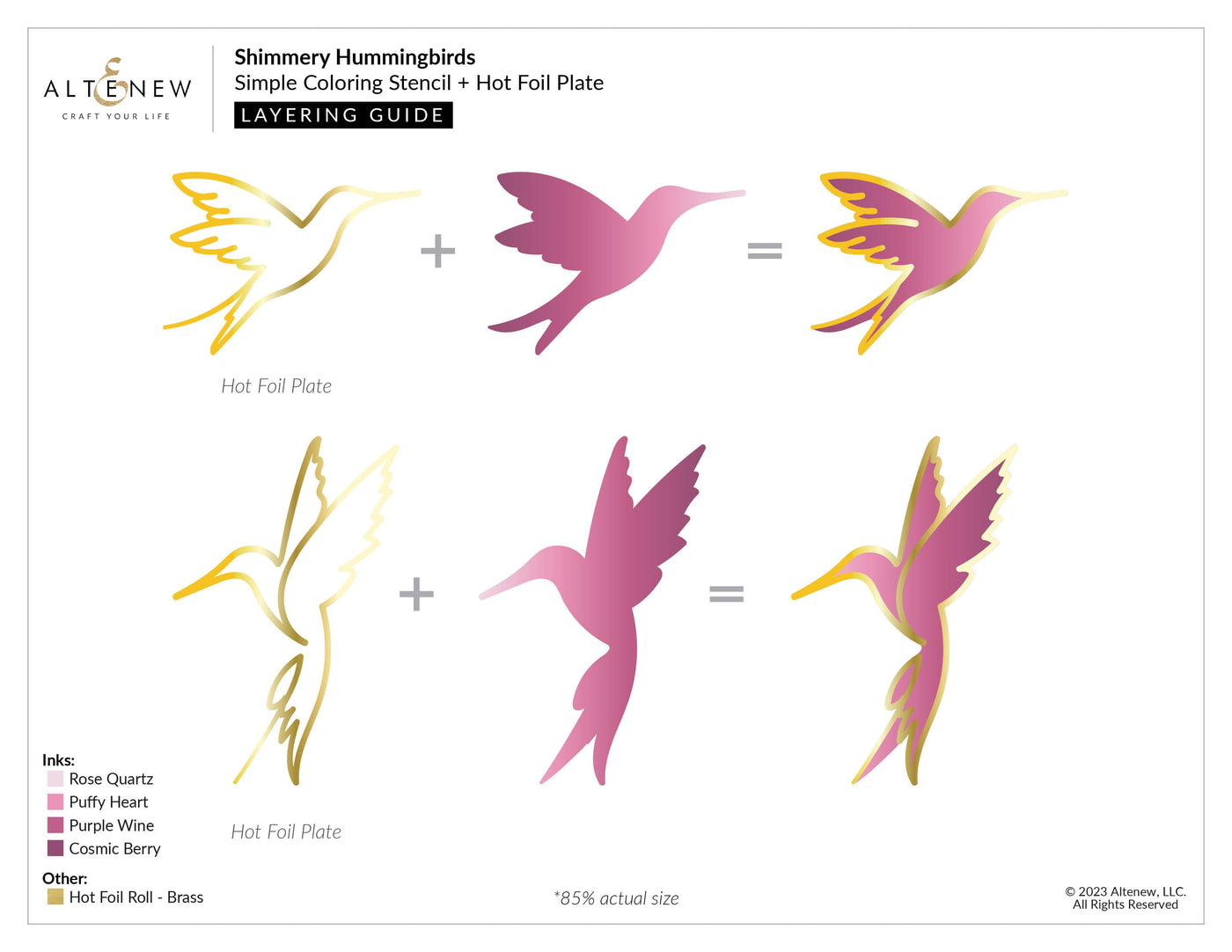 Altenew Die & Stencil & Hot Foil Plate Bundle Shimmery Hummingbirds