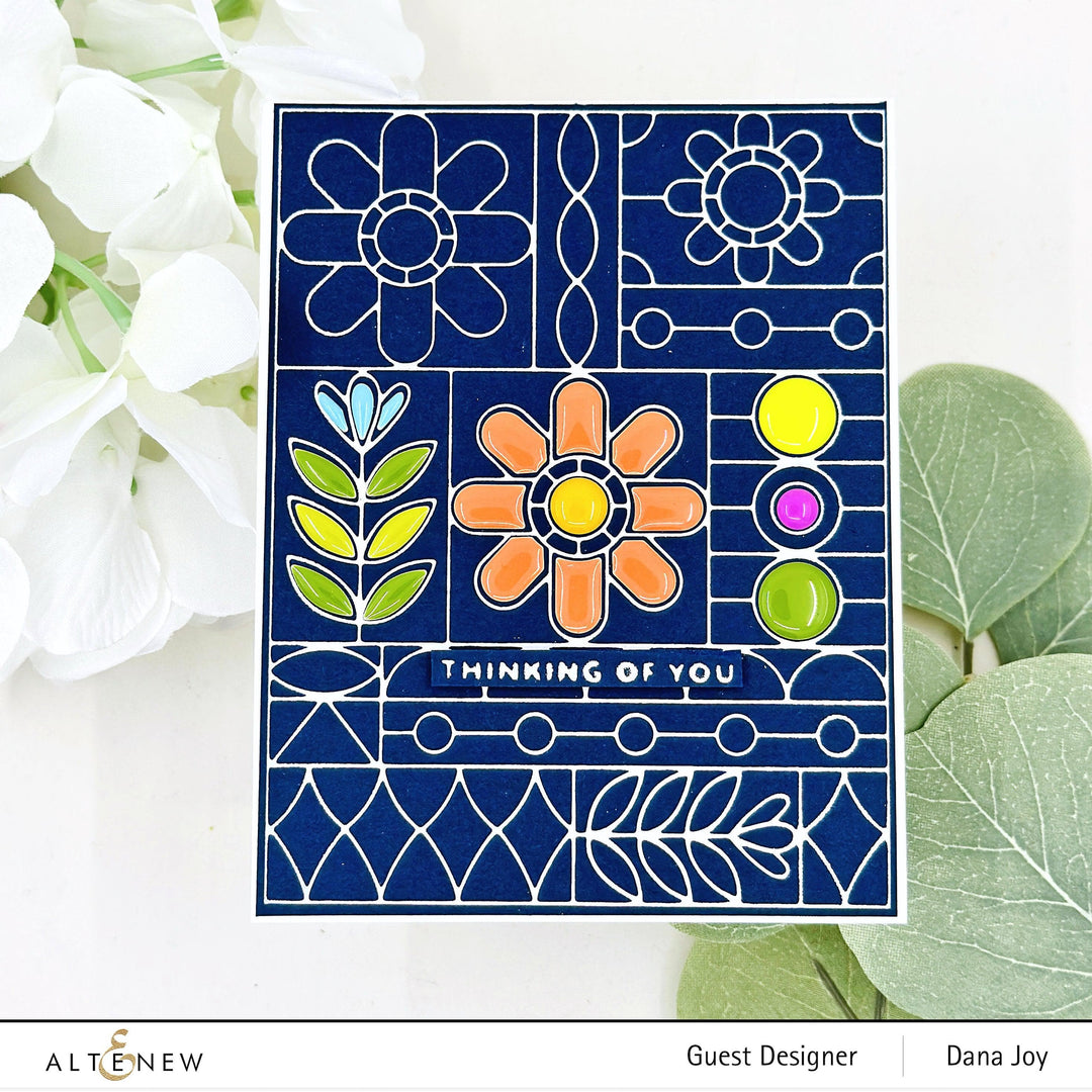 Altenew Die & Stencil & Hot Foil Plate & Enamel Elements Bundle Flower Shine