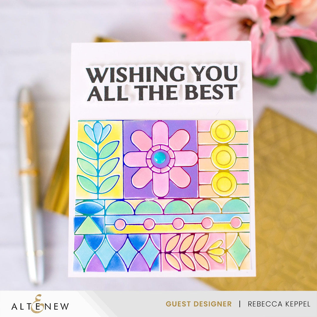 Altenew Die & Stencil & Hot Foil Plate & Enamel Elements Bundle Flower Shine