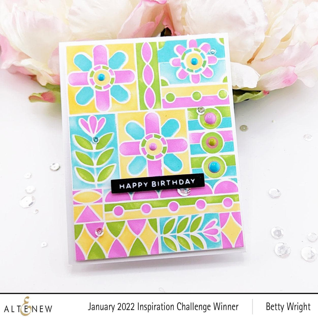 Altenew Die & Stencil & Hot Foil Plate & Enamel Elements Bundle Flower Shine
