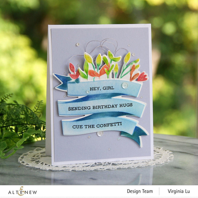 Altenew A Banner Day die set with intricate cutouts for paper crafting and card making projects.