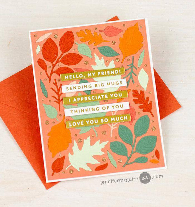 Altenew One-Go Solid Sentiment Strips die and Betterpress plate bundle for greeting card stamping and sentiment creation.