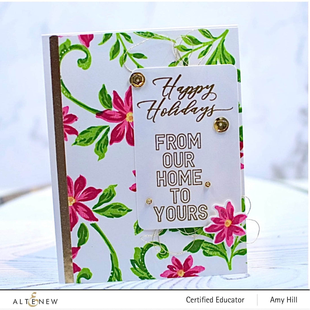 Altenew Blissful Blossoms Die Set showing intricately cut flower and leaf dies for paper crafting and card making.