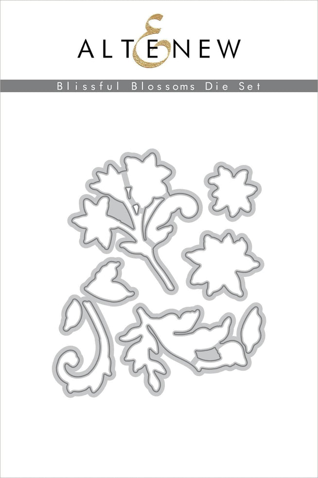 Altenew Blissful Blossoms Die Set with floral die cuts for card making and scrapbooking projects.