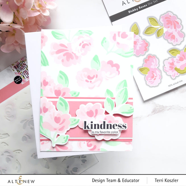 Altenew Blobby Roses die set with intricate floral dies for paper crafting and card making.