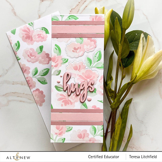 Altenew Blobby Roses Die Set featuring floral die cuts for card-making and crafts, showcasing intricate flower and leaf designs.