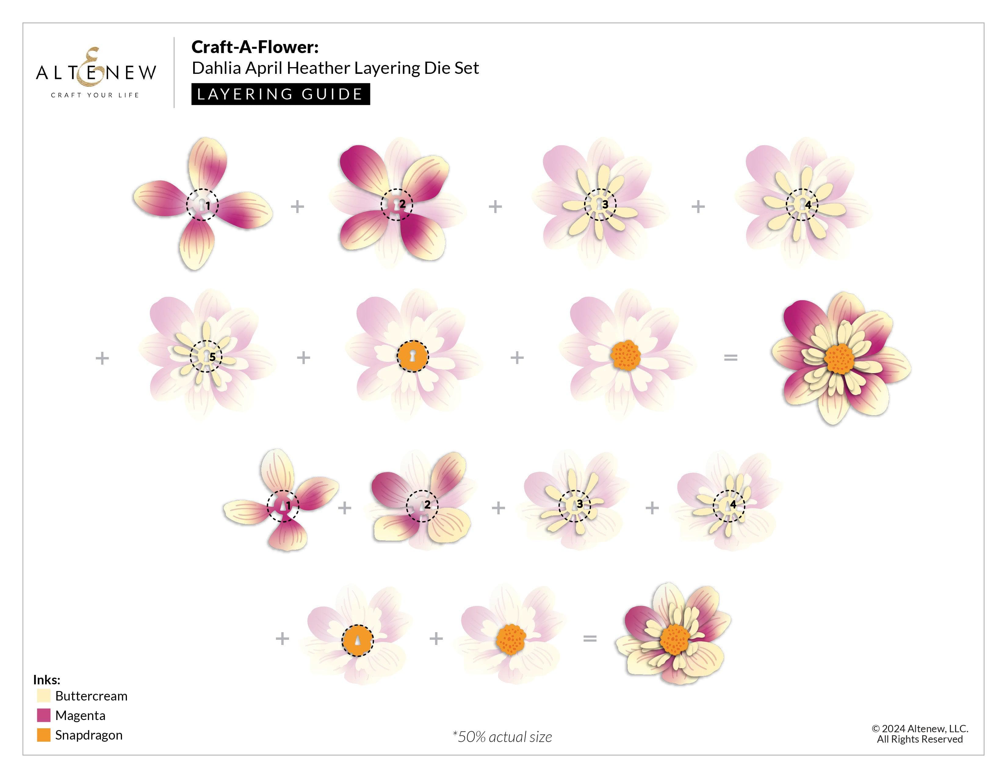 Craft-A-Flower: Dahlia April Heather Die Set | Altenew