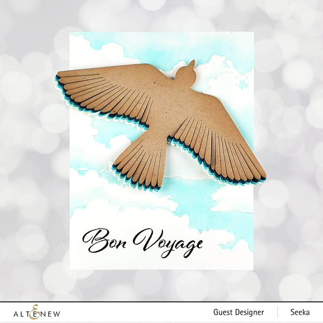 Altenew Feathered Friends Die Set with intricate bird and feather designs for paper crafting and scrapbooking projects.