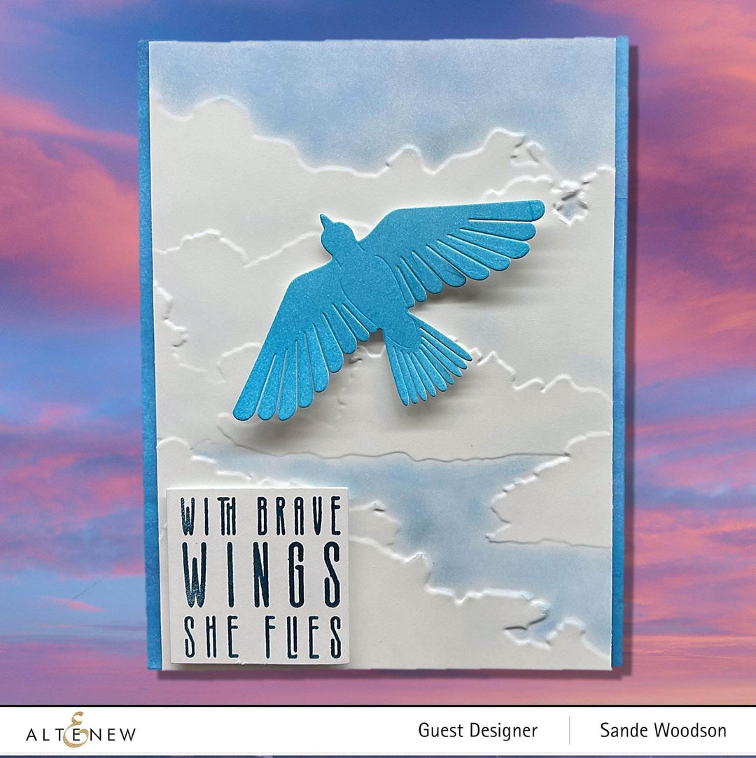 Altenew Feathered Friends Die Set with detailed die cuts of birds and feathers for crafting and card-making projects.