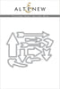 Altenew Follow Your Arrow Die Set featuring metal cutting dies with arrow designs for craft and card making projects.